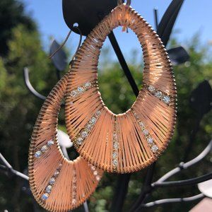 ‼️Blush Pink & Silver Gemstone Oval Drop Earrings